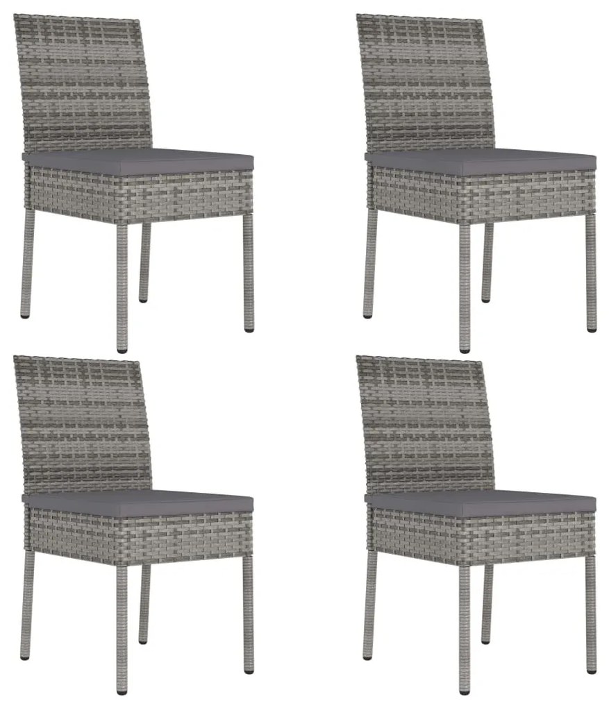 315109 vidaXL Cadeiras de jantar para jardim 4 pcs vime PE cinzento