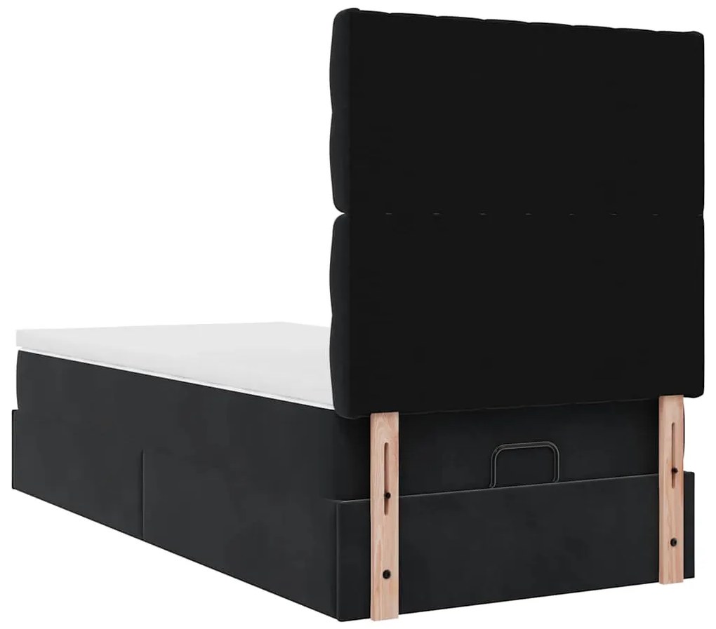 Estrutura de cama otomana com colchões preto veludo