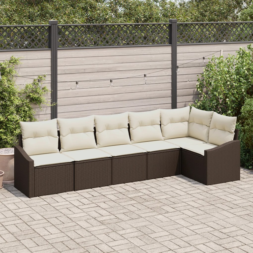 Conjunto de Jantar de Jardim em 6 Peças com Almofadas Rattan Poli Marr
