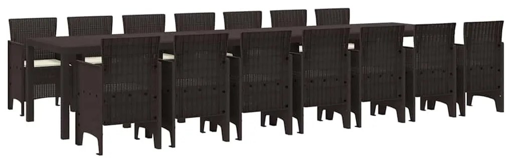 Conjunto de Jantar para o Jardim 15 pcs Castanho Grande