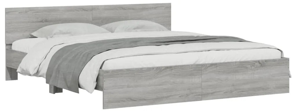Estrutura cama com cabeceira 180x200 cm cinzento sonoma