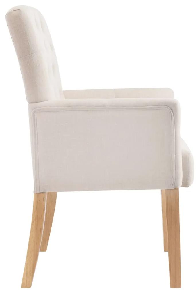 Cadeiras de jantar com apoio de braços 2 pcs tecido bege