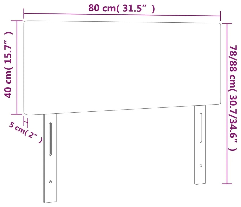 Cabeceira de cama c/ LED couro artificial 80x5x78/88 cm branco