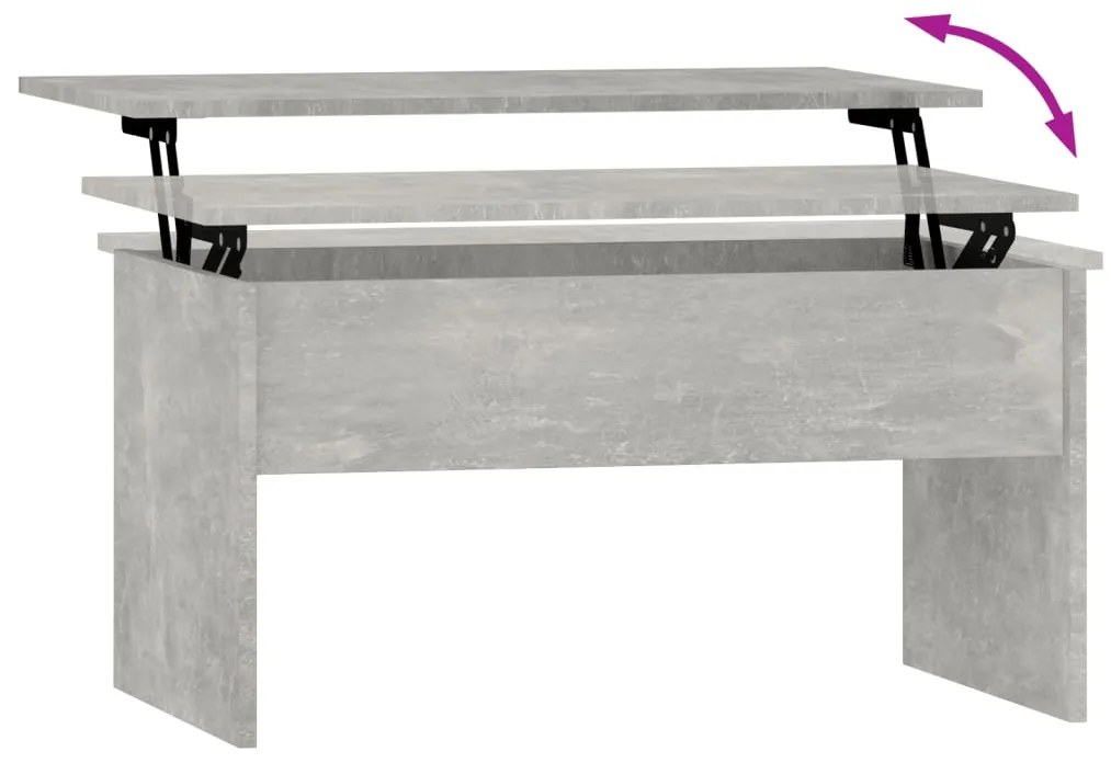 Mesa de centro80x50,5x41,5cm madeira processada cinza cimento