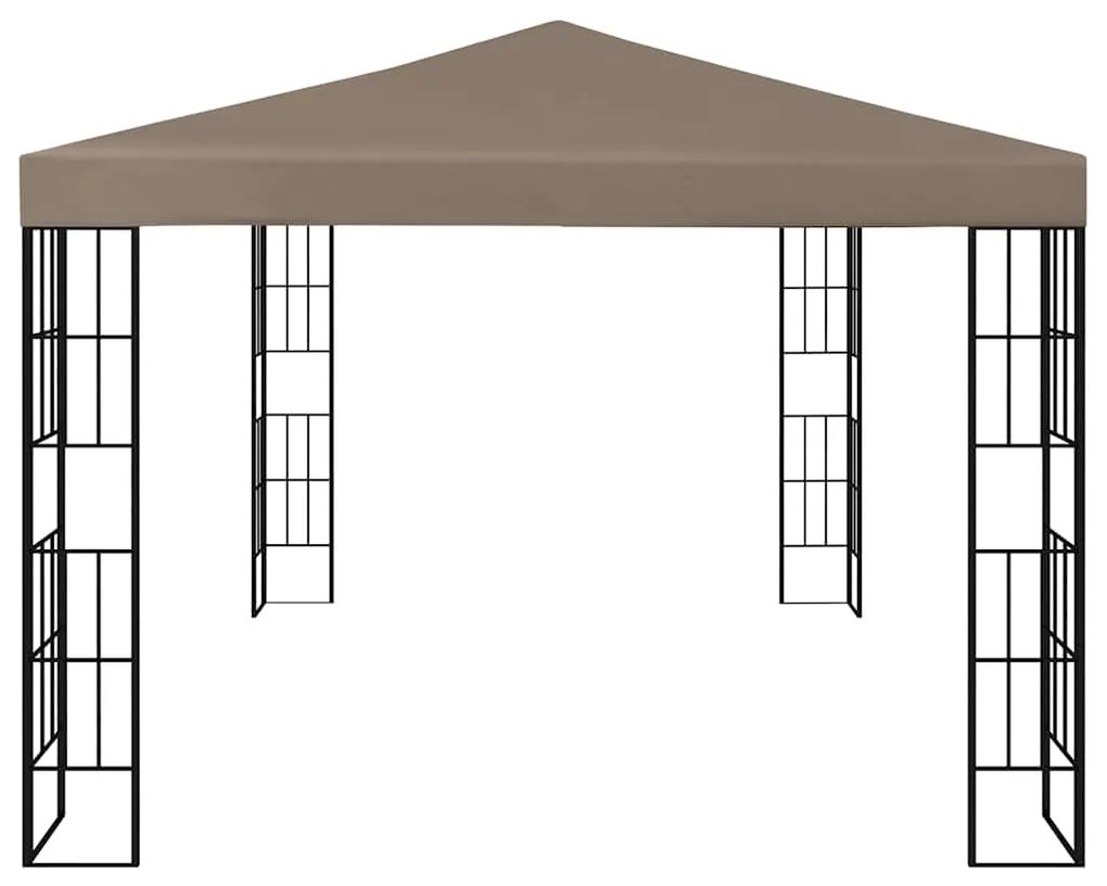Gazebo com cordões de luzes LED 4x3 m cinza-acastanhado