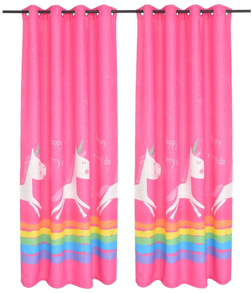 vidaXL Cortinas blackout infantis estampadas 2 pcs 140x240 cm rosa