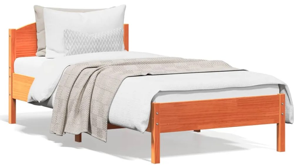 vidaXL Cama sem colchão 90x200 cm pinho maciço castanho-mel