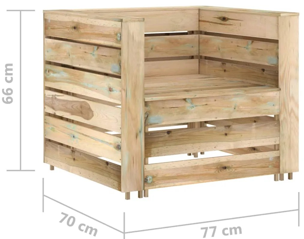 2 pcs conjunto lounge de jardim em paletes pinho impregnado