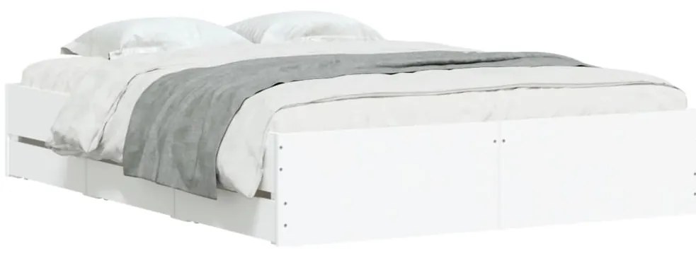 Estrutura de cama c/ gavetas 140x190cm derivados madeira branco