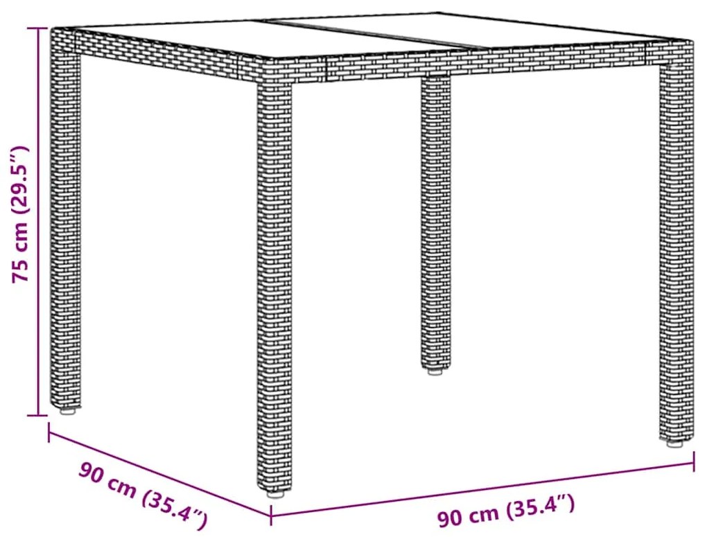 Conjunto de Jantar para Jardim 5 pcs Bege 90 x 90 x 75 cm