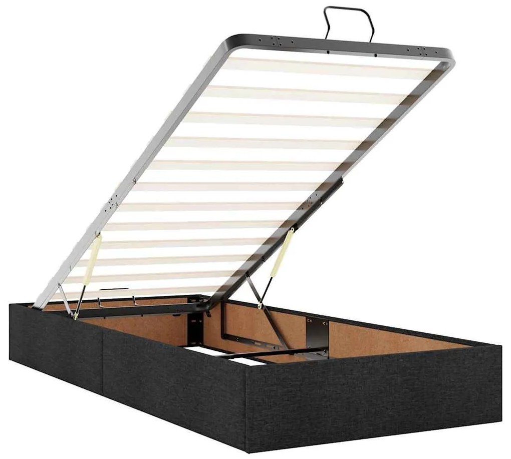 Estrutura de cama otomana sem colchão 90x190 cm tecido preto