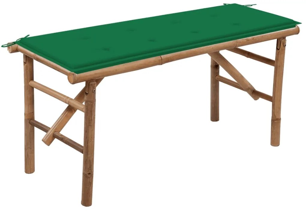 vidaXL Banco de jardim dobrável com almofadão 118 cm bambu