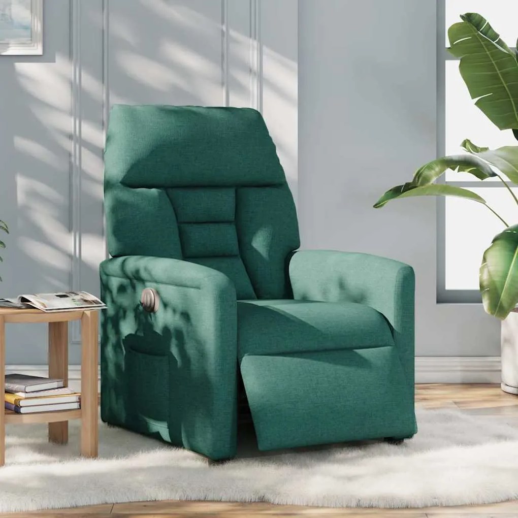 Poltrona elétrica reclinável tecido verde-escuro