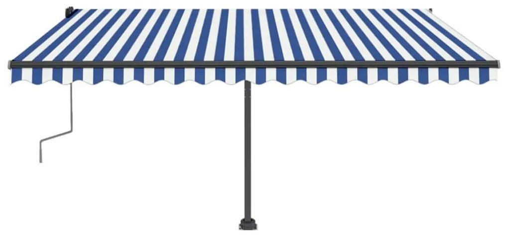 Toldo retrátil manual independente 400x350 cm azul e branco