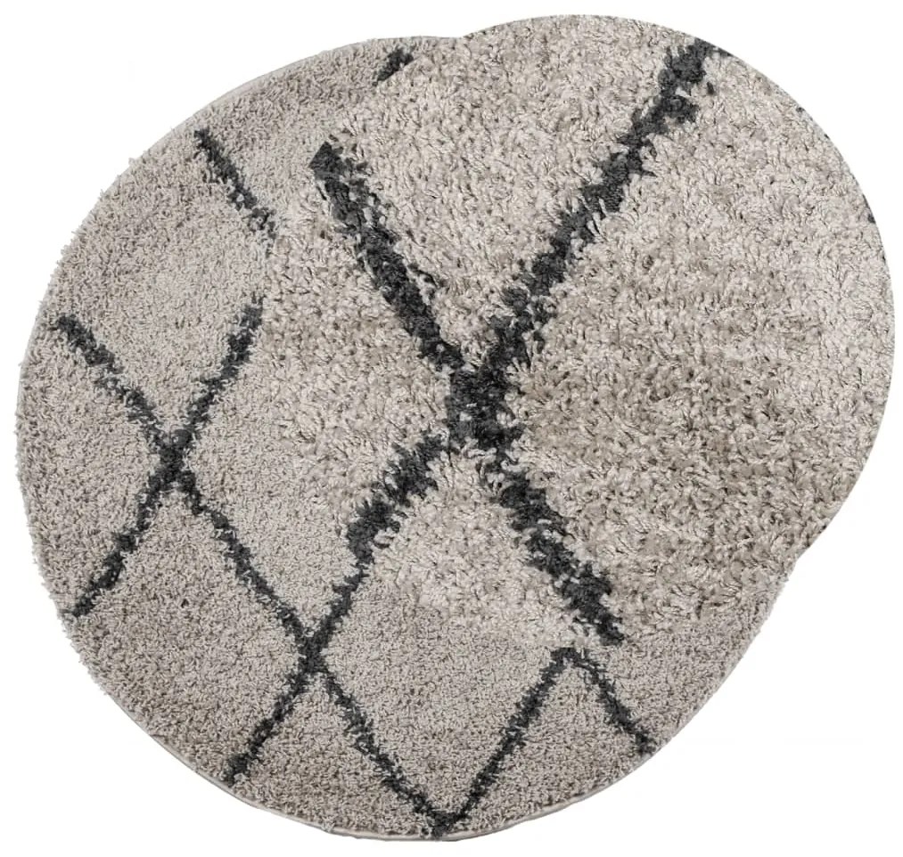 Tapete shaggy de pelo alto PAMPLONA Ø 120 cm bege e antracite
