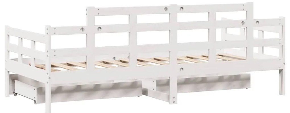 Sofá-cama c/ gavetas 90x200cm madeira de pinho maciça branco