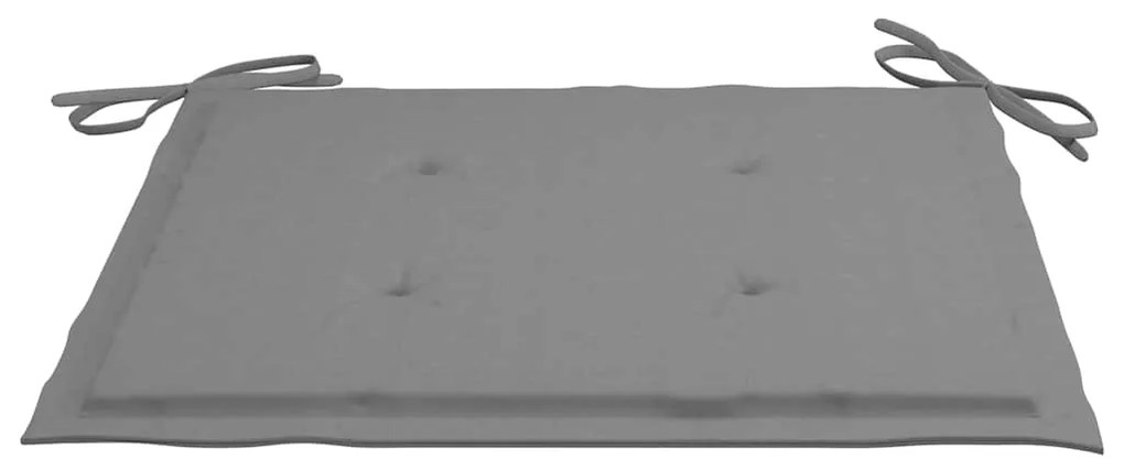 3 pcs conj. jantar dobrável exterior c/ almofadão teca maciça