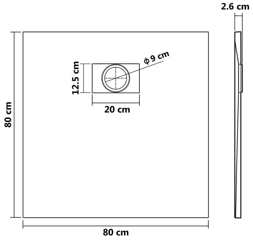 Base de chuveiro SMC 80x80 cm cinzento