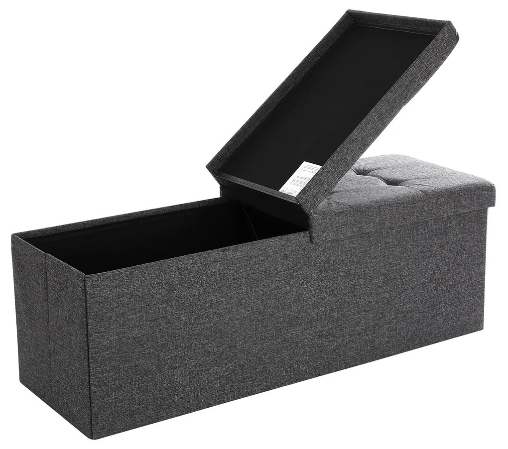 Puff 120 L, dobrável, até 300 kg, 110 x 38 x 38 cm, cinzento-escuro