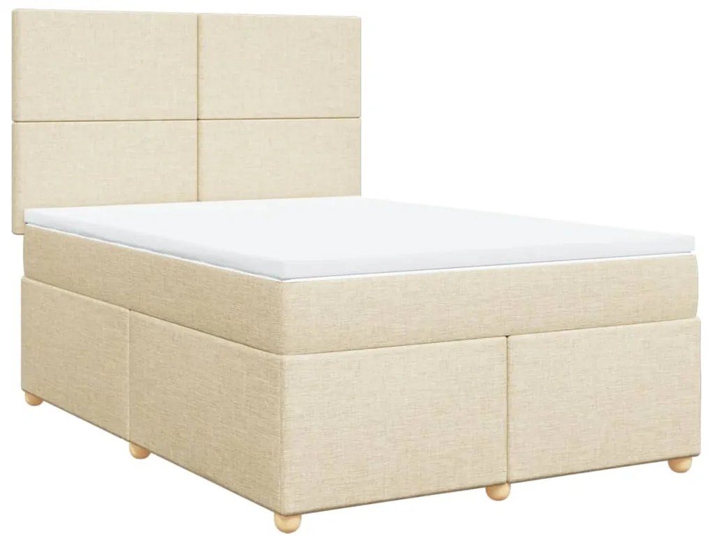 Cama com molas/colchão 140x190 cm tecido cor creme