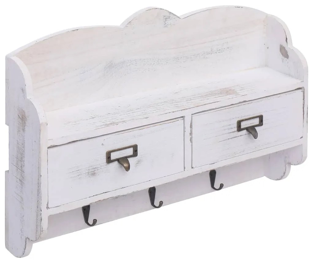 Cabide de parede 50x10x34 cm madeira branco