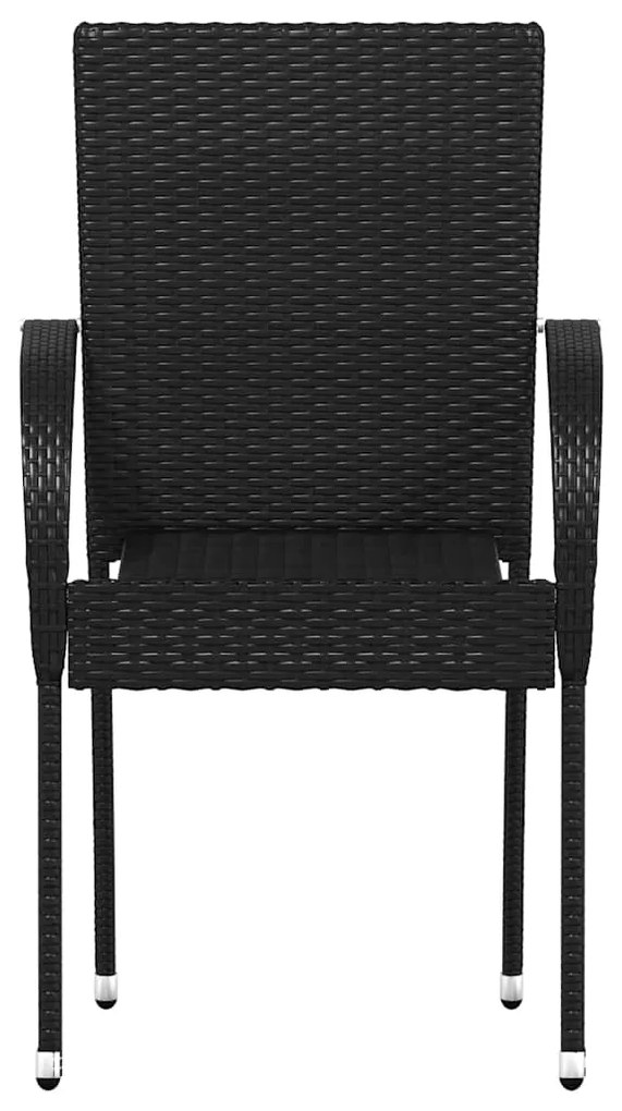 Cadeiras de exterior empilháveis 4 pcs vime PE preto