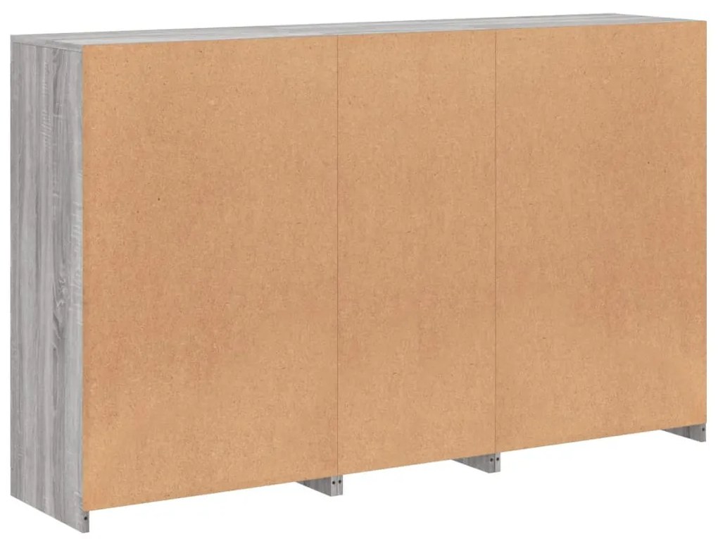 Aparador com luzes LED 162x37x100 cm cinzento sonoma