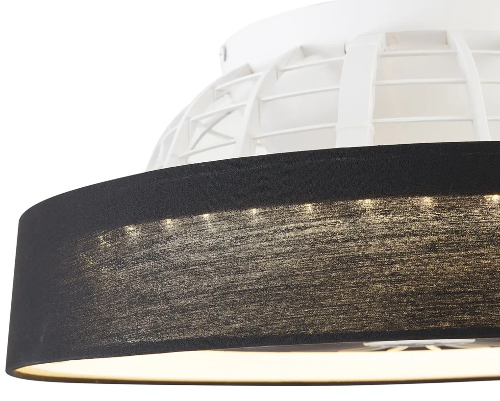 Ventilador de teto preto 47cm incl. LED regulável com controle remoto - Emily Moderno
