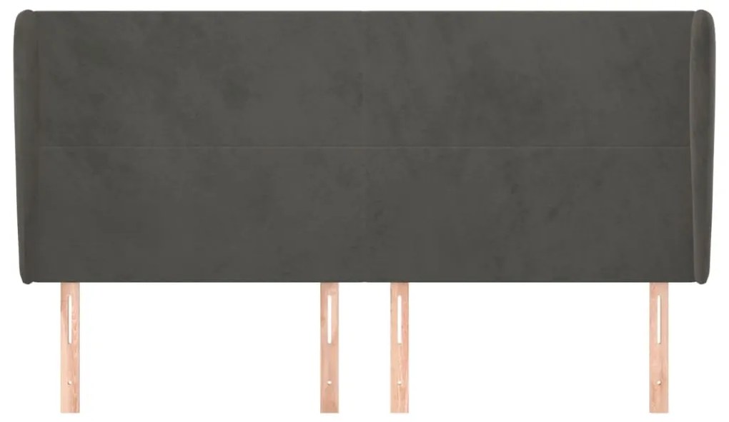Cabeceira cama c/ abas veludo 183x23x118/128 cm cinzento-escuro