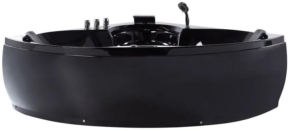 Banheira de hidromassagem de canto em acrílico preto com LED 205 x 150 cm SENADO Beliani