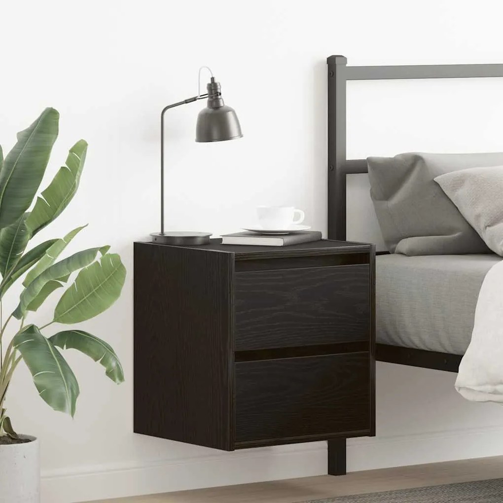 vidaXL Mesas de cabeceira de parede 2pcs 38x34x40 cm carvalho preto