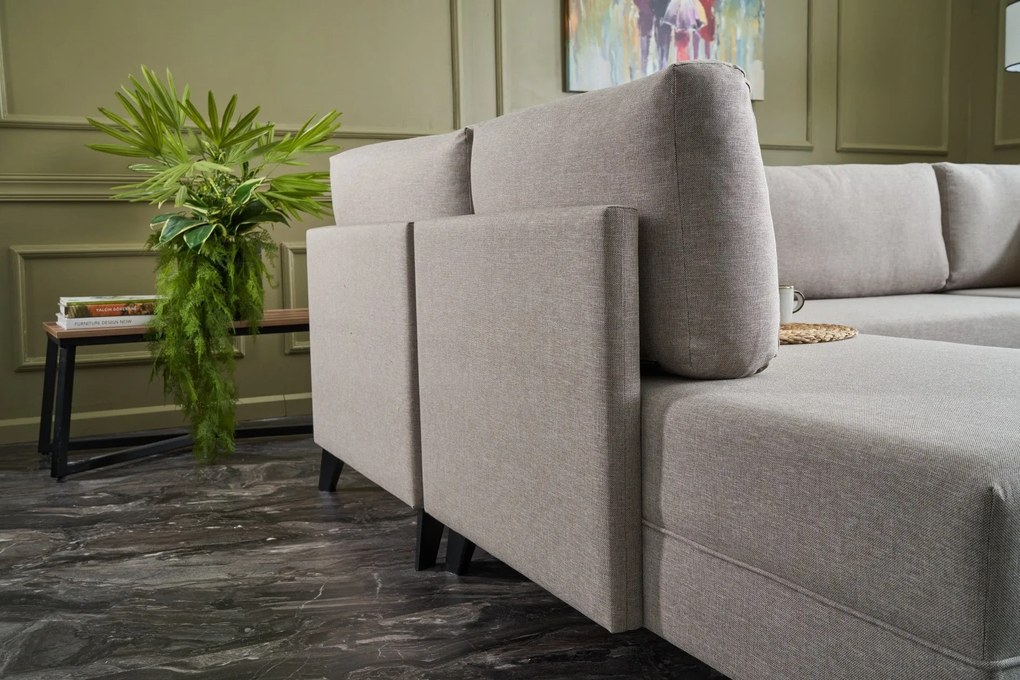 Sofá-Cama de Canto Efsun – Creme – 300x78x202 cm