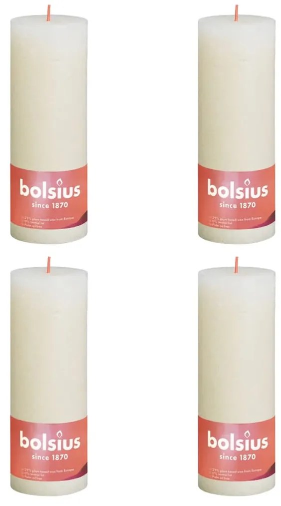 Bolsius Velas rústicas cilíndricas Shine 4 pcs 190x68 mm pérola suave