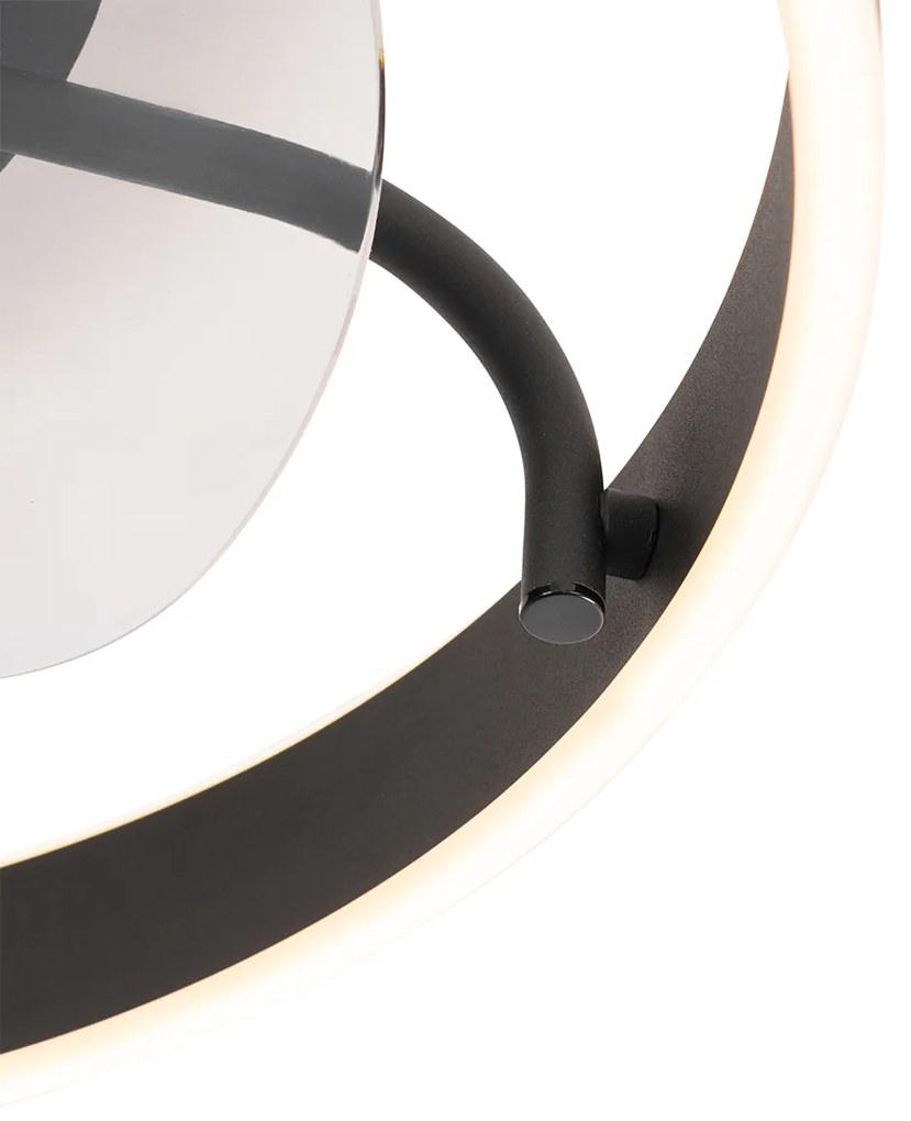 Ventilador de teto preto 50cm incl. LED regulável com controle remoto - Maddy