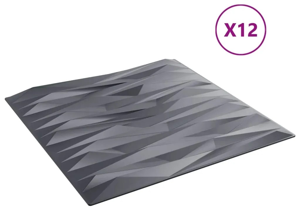 Painéis de parede 12 pcs 50x50 cm 3m² XPS pedra cinzento