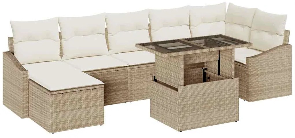 Conjunto de Sofá de Jardim com 8 Peças e Almofadas em Rattan Sintético