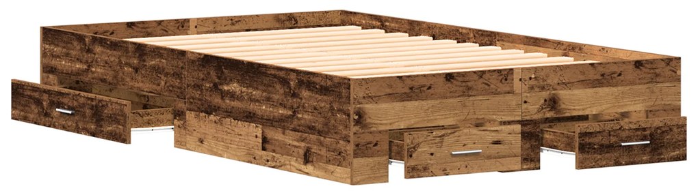 Cama com Gavetas vidaXL Madeira Velha 120x190 cm Madeira de Engenharia