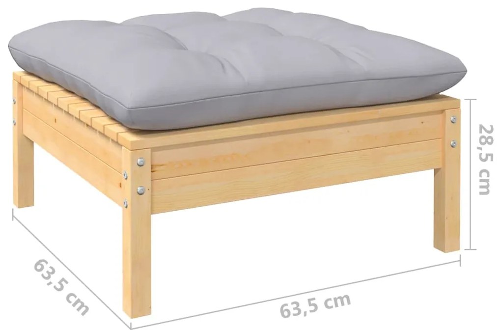 9 pcs conjunto lounge de jardim c/ almofadões cinzentos pinho