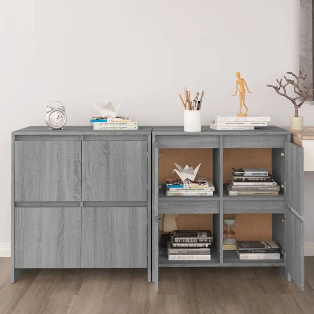 vidaXL Aparadores 2 pcs 70x41x75 cm derivados de madeira cinza sonoma