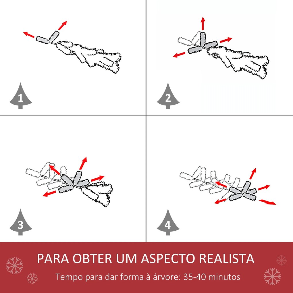 HOMCOM Árvore de Natal Ø95x210cm Neve Artificial com 784 Pontas de Ram