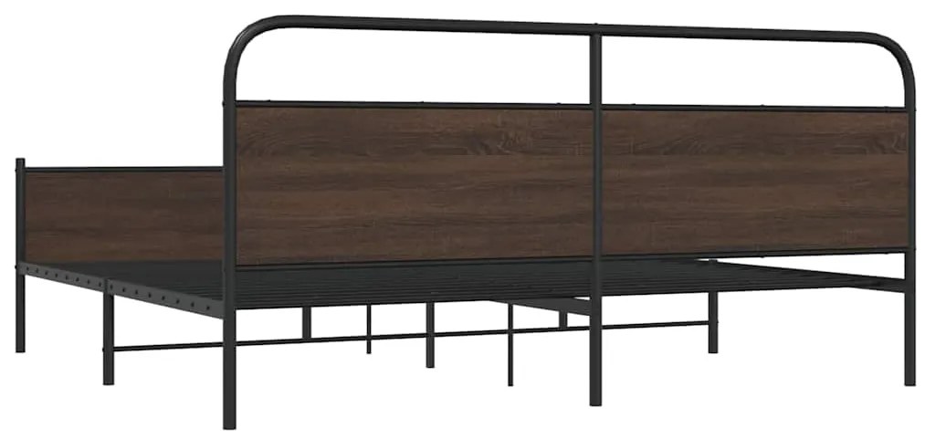 Estrutura cama sem colchão 183x213 cm metal carvalho castanho
