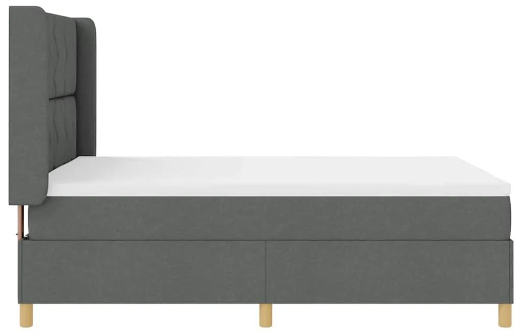 Cama Box com Colchão &amp; LED Cinza Escuro 140x200 cm Tecido