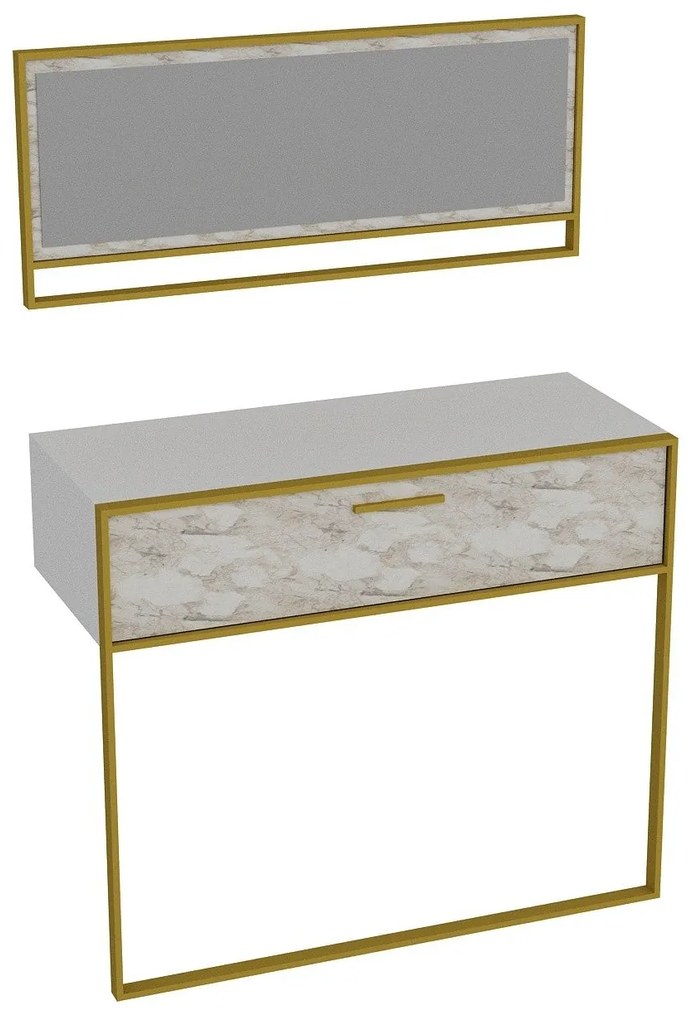 Aparador Polka – Dourado e Branco – 90x76,8x38,5 cm