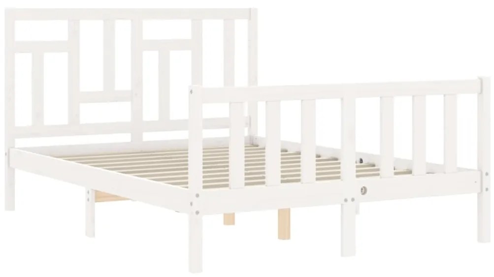 Estrutura de cama com cabeceira 140x200cm madeira maciça branco