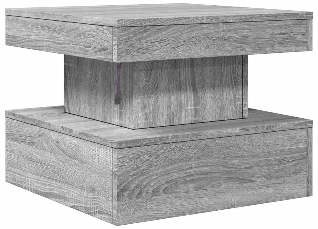 Mesa de centro com luzes LED 50x50x40 cm sonoma cinza-claro