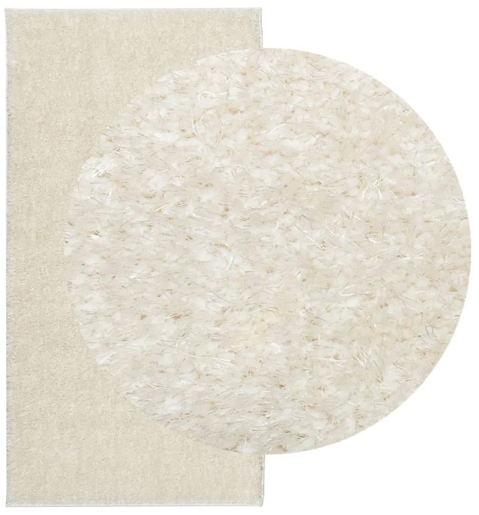 Tapete de pelo alto aspeto brilhante ISTAN 80x150 cm cor creme