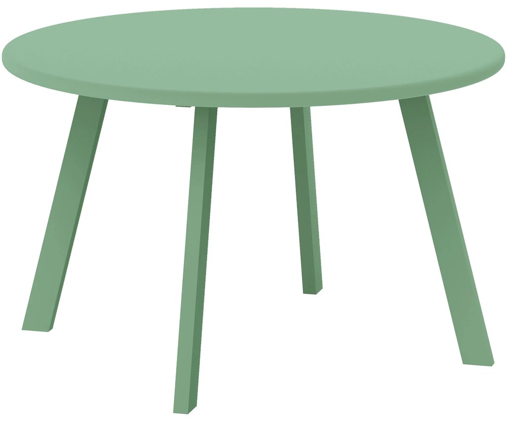 Outsunny Mesa de Café Pequena Redonda Mesa de Apoio com Pés Antiderrapantes Estrutura em Metal para Jardim Ø 70x42 cm Verde | Aosom Portugal