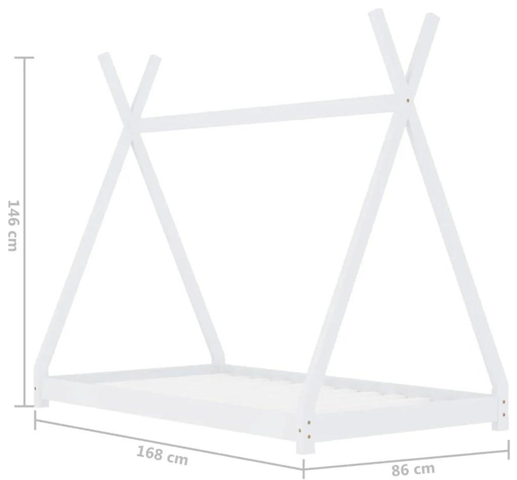 Estrutura de cama para crianças 80x160 cm pinho maciço branco