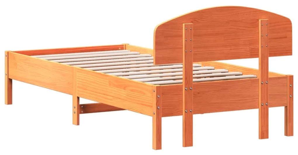 Cama sem colchão 100x200 cm pinho maciço castanho-mel