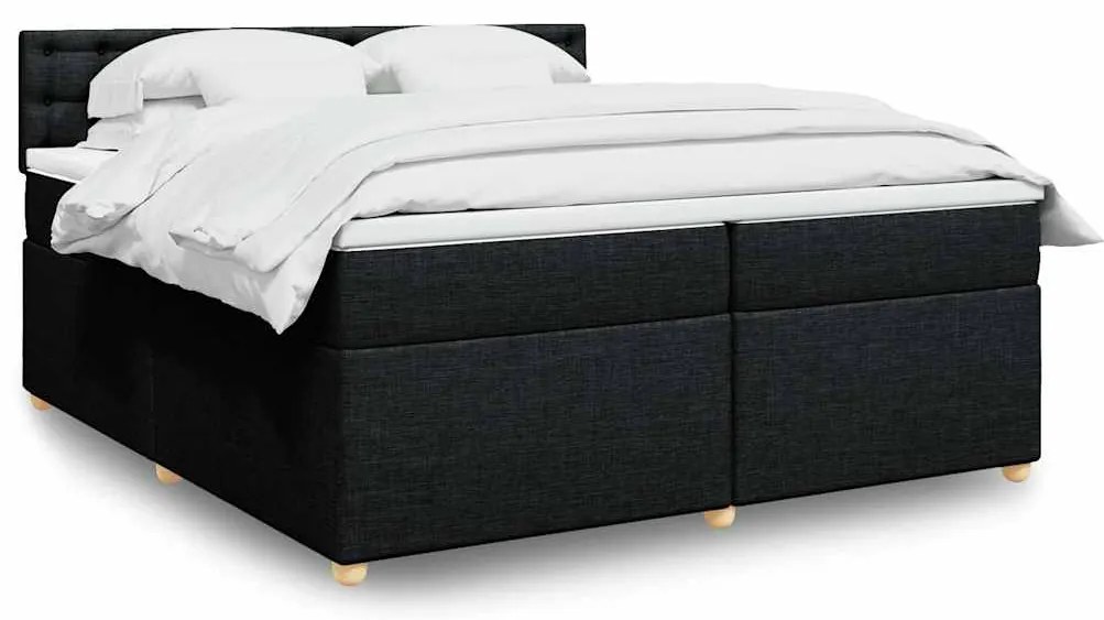vidaXL Cama com molas/colchão 200x200 cm tecido preto